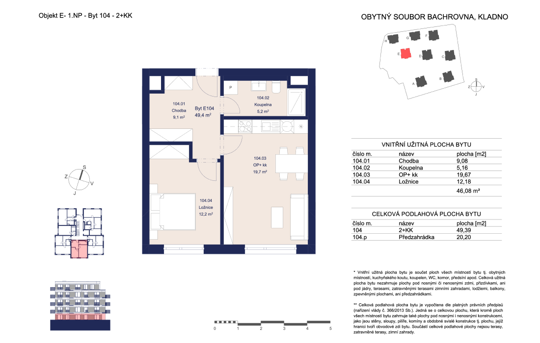 Квартира E104 - Bacherovy Viladomy - 2+kk (49 m²)